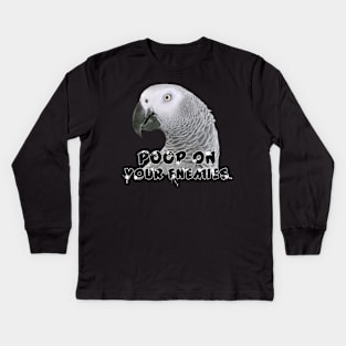 African Grey Parrot Poop on Enemies Kids Long Sleeve T-Shirt